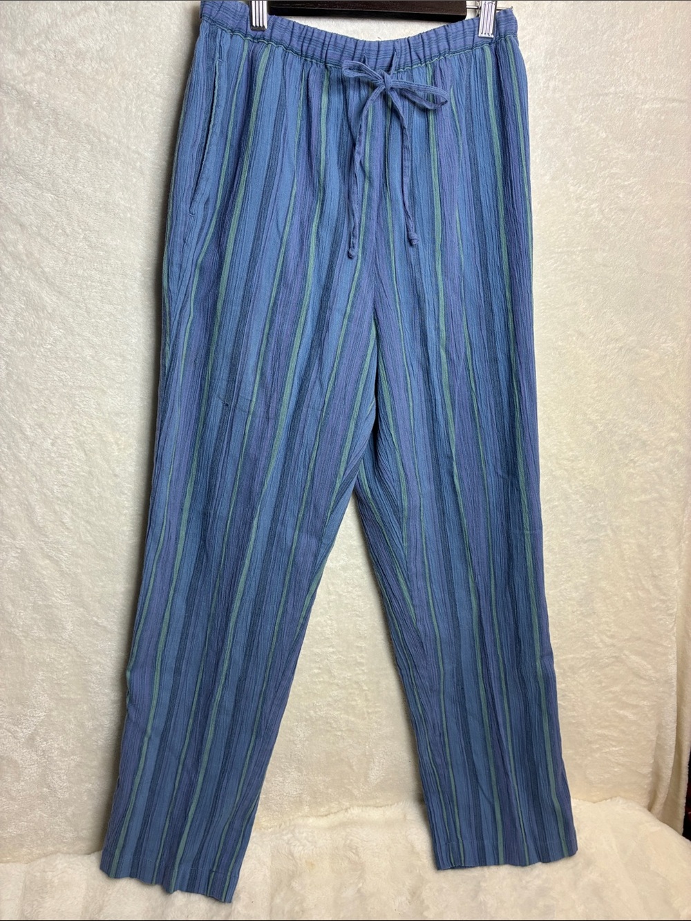Appleseed's Blue and Green Striped Drawstring Joggers